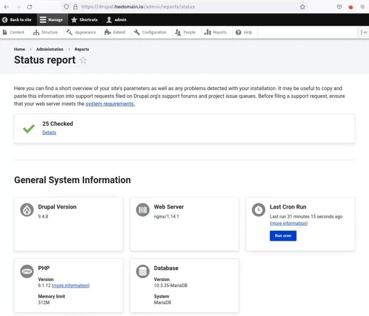 drupal status reports