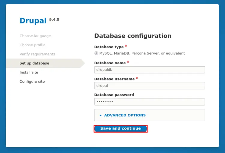 setup database