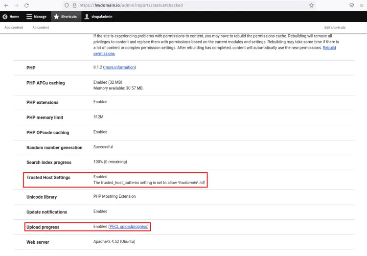 drupal status report