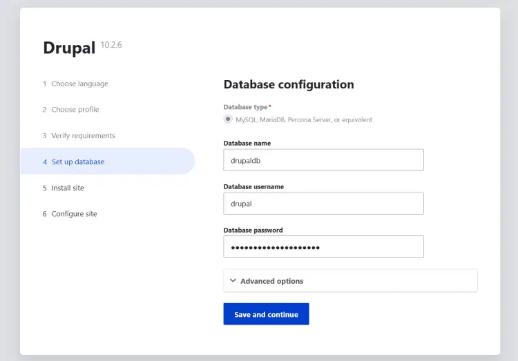 database configuration