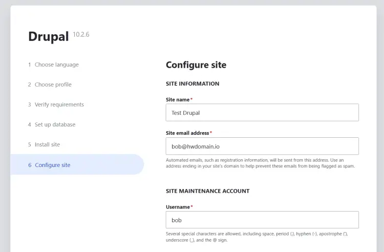 site configuration