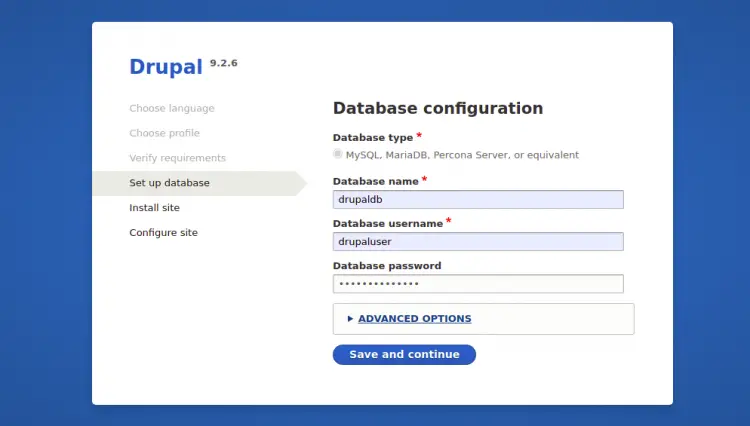 Database configuration