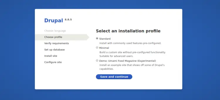 Select installation profile