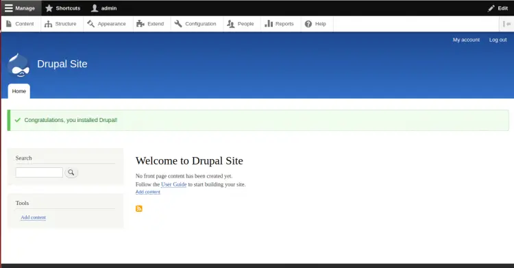 Drupal installed successfully