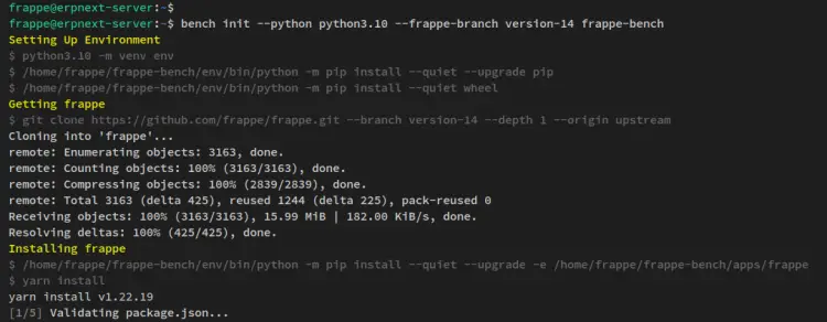 install frappeframework via bench