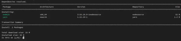 install yarn nodejs