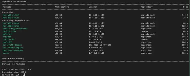 install mariadb