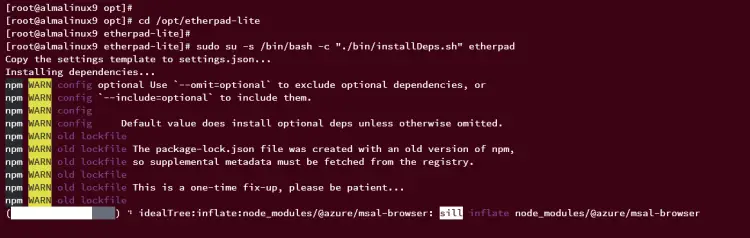 install etherpad dependencies