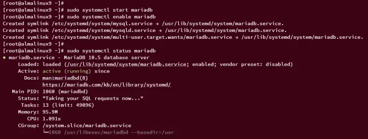 start enable mariadb