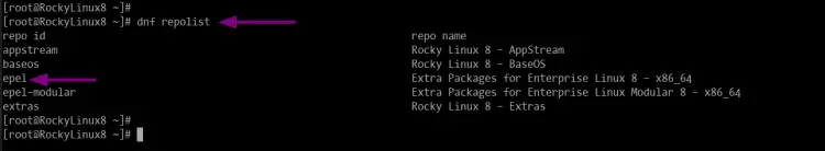 Check enabled repository on Rocky Linux with DNF command