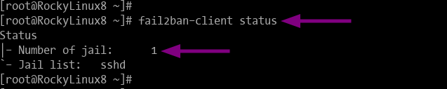 Check fail2ban status using fail2ban-client