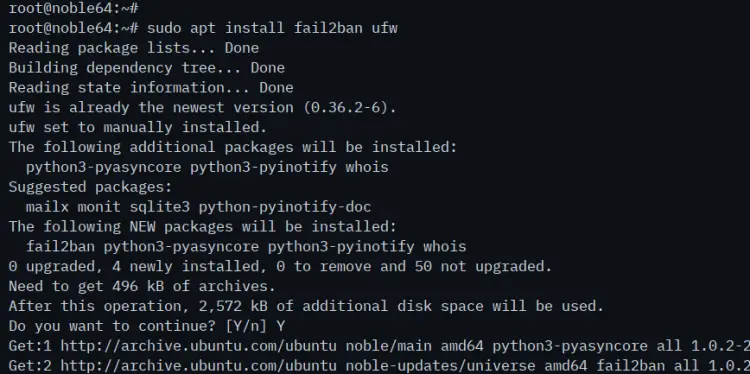 install fail2ban and ufw