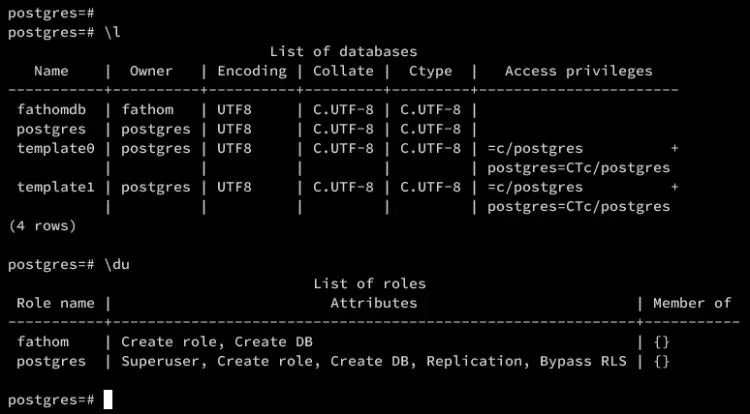 check database user