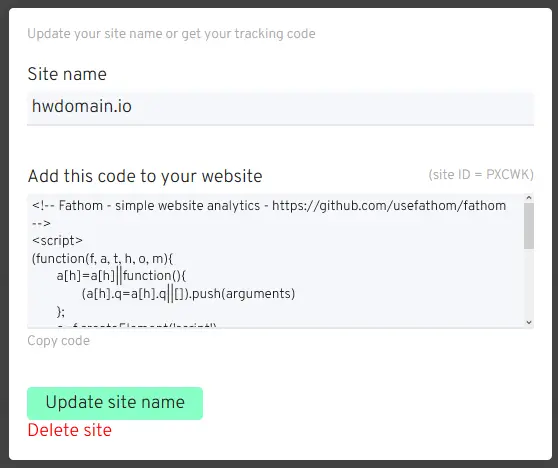site tracker code