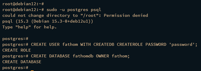 create user and database