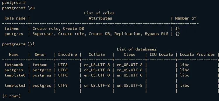 check user and database