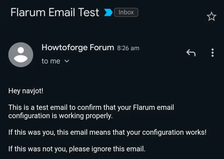 Flarum Test Mail