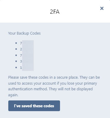 Flarum 2FA Backup codes