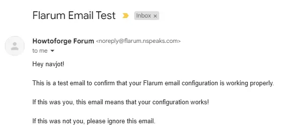 Flarum Test Mail