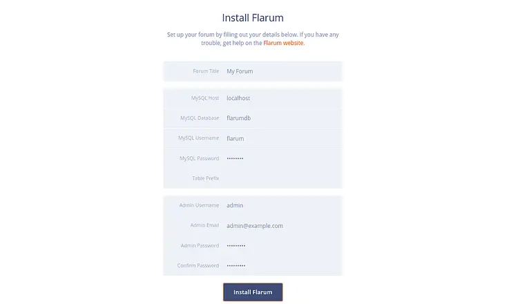 Flarum Forum installer