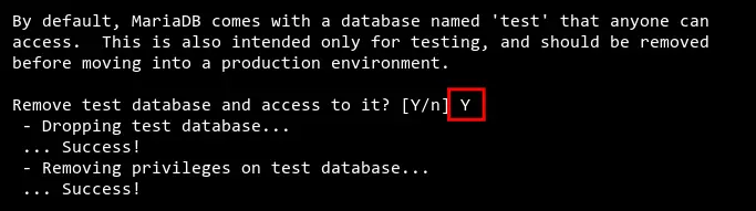 remove database test