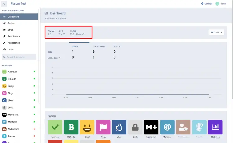 flarum administration settings