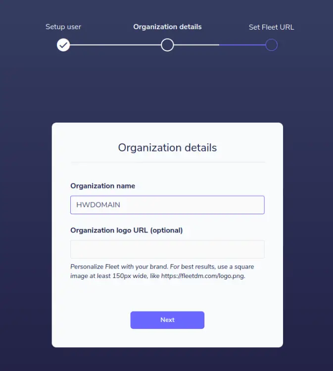 setup organization name