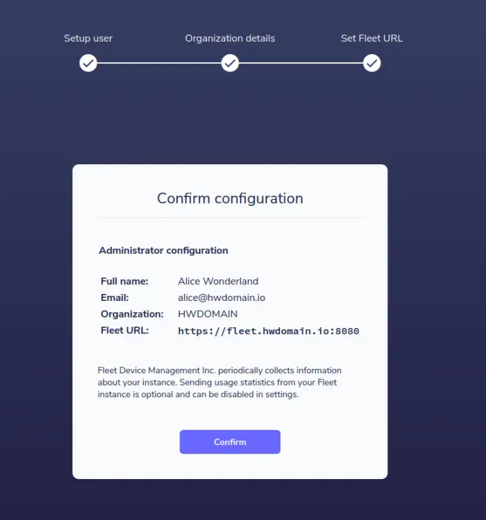 confirm configurations