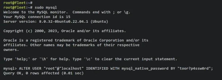 setup mysql root password