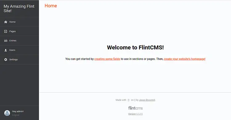 FlintCMS Dashboard