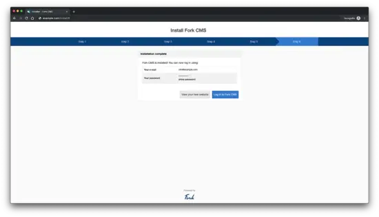 Fork CMS login