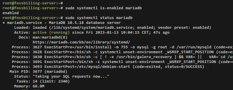 check mariadb