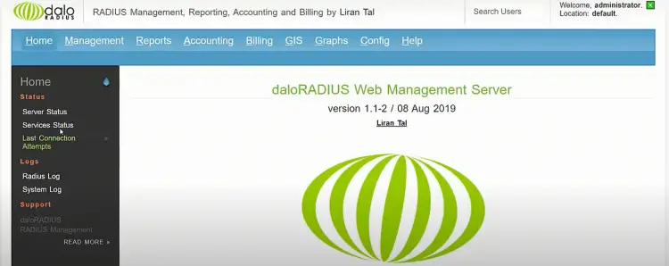 DaloRADIUS daskboard