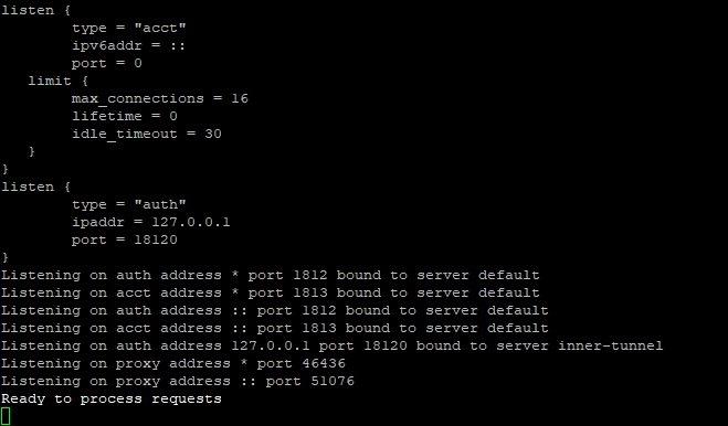 FreeRADIUS debug mode