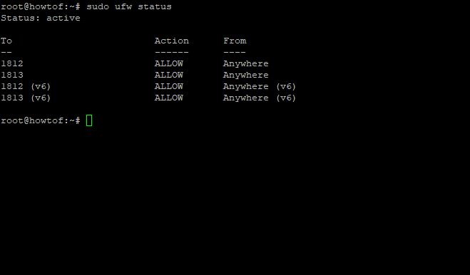 ufw status FreeRADIUS