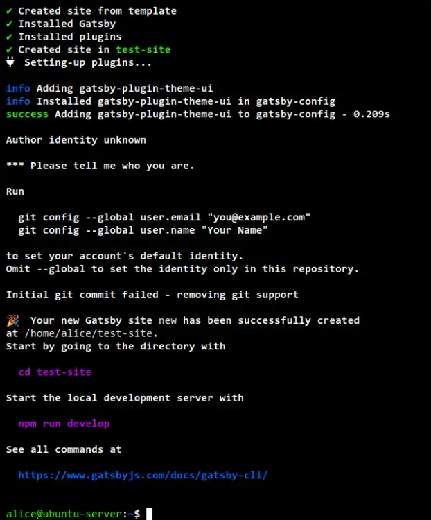 gatsby cli completed project