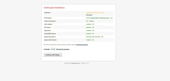 GetSimple CMS installation