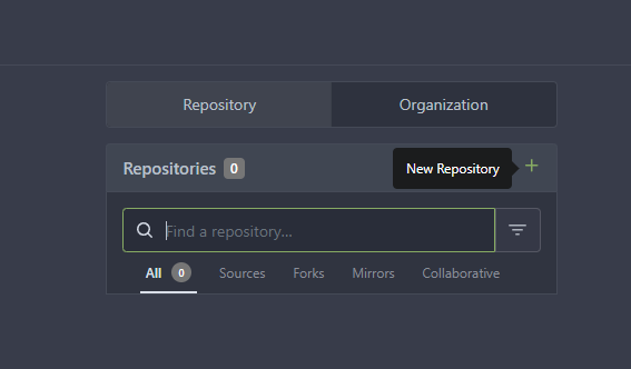 Gitea New Repository Button
