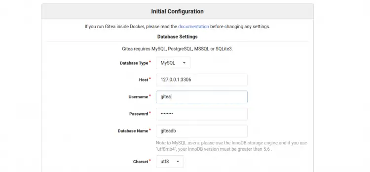 Database settings