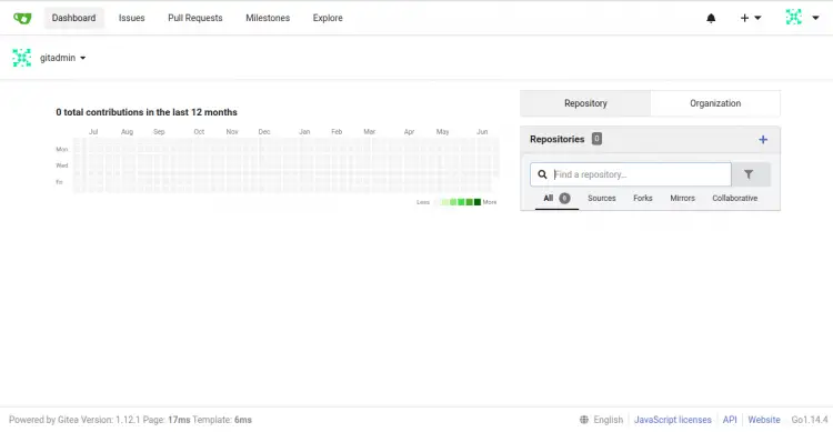 Gitea dashboard