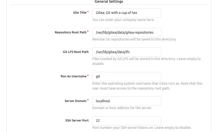 General settings
