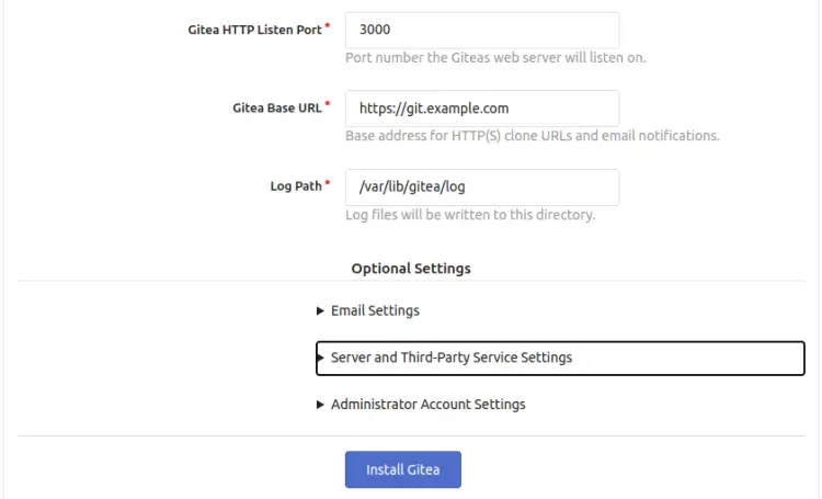 Optional settings