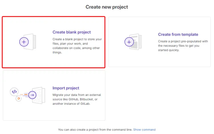 GitLab Create Project page