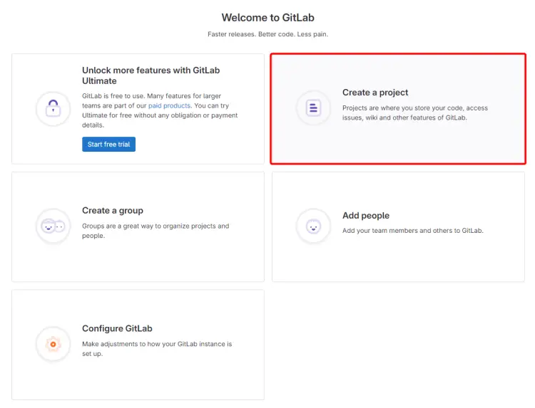 GitLab Create a Project Section