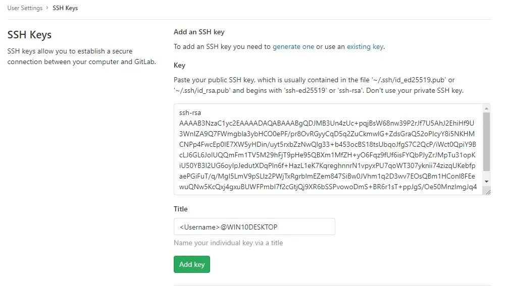 Ssh no key found. GITLAB SSH Key.