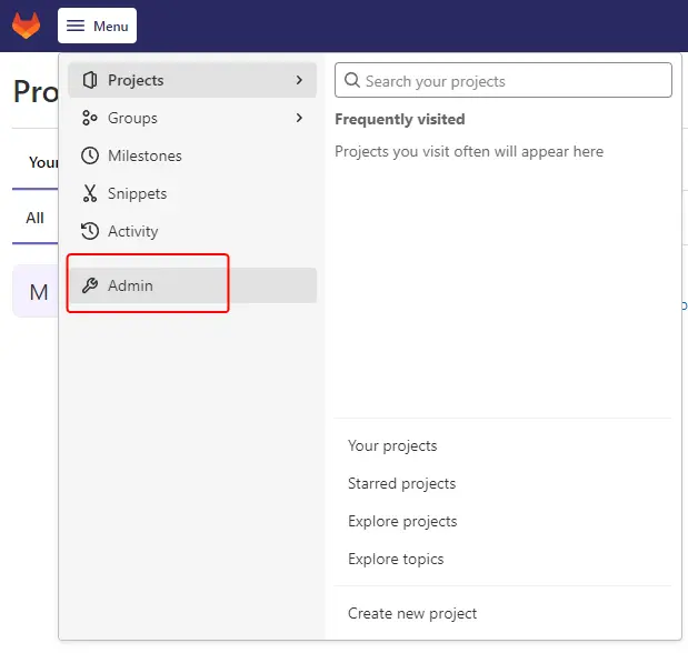 Gitlab Admin Menu