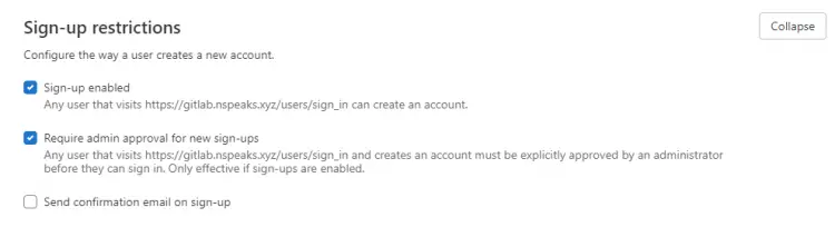 Gitlab Sign-up restrictions