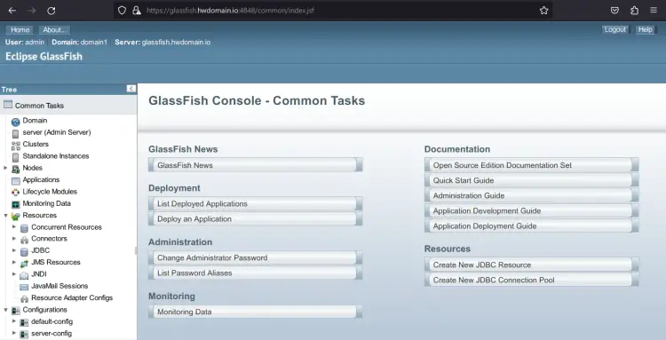 GlassFish dashboard