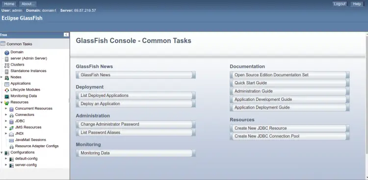 Eclipse GlassFish Dashboard