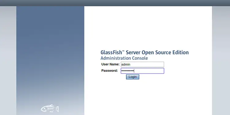 Login to GlassFish server